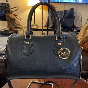 Michael Kors Black Pebbled Leather Studio Mercer Satchel EUC